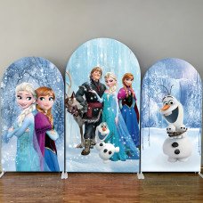 Frozen Theme Anna and Elsa Arch Backdrop Cover for Girl Birthday Party Decor