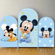 Baby Mickey Blue Arch Backdrop Cover for Baby Shower Boy Birthday Party