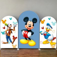Mickey Mouse Goofy Donald Arch Backdrop Cover for Kids Birthday Party Baby Shower